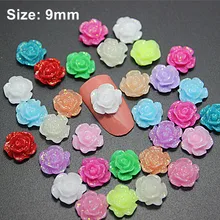 Смешанные цвета 300 шт./лот 9 мм блестящая смола Маленькие Цветы кабошон с плоской задней поверхностью для украшения ногтей DIY, RN024