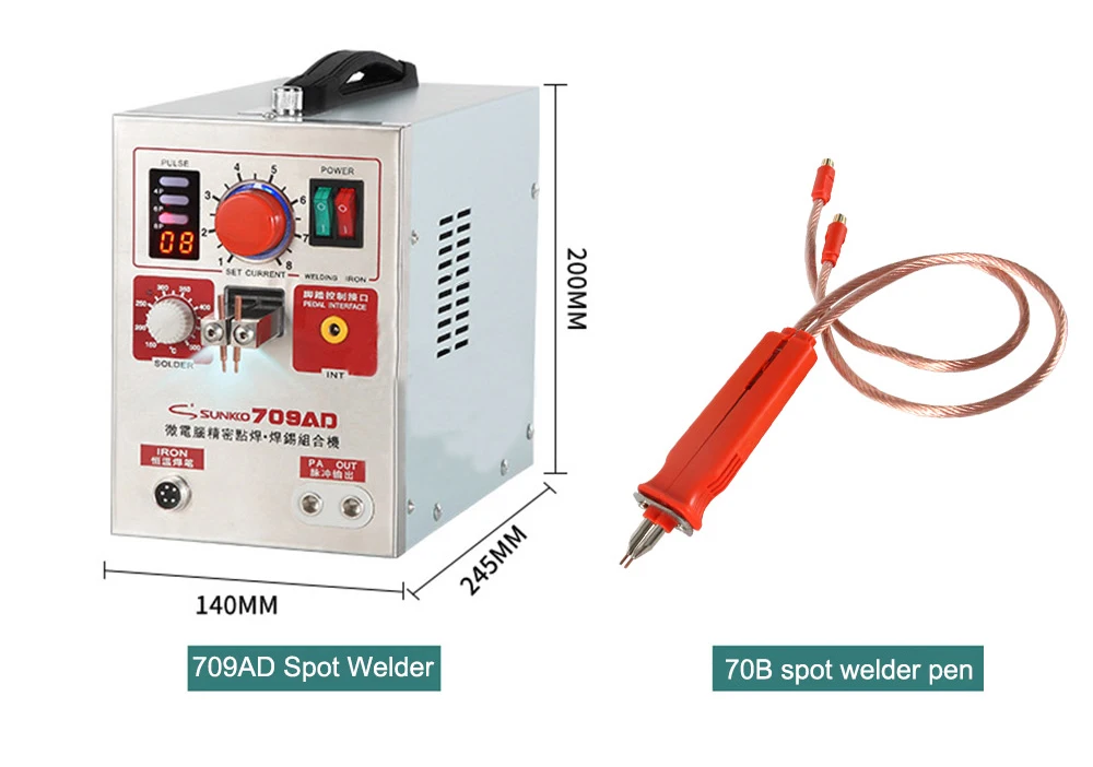 SUNKKO 709AD точечной сварки 2.2KW высокое Мощность цифровой Дисплей точечной сварки с паяльником Pen импульса Батарея точечной сварки