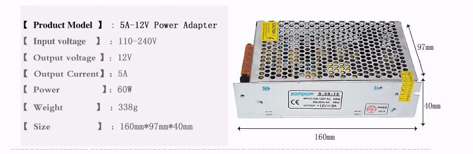 MeeToo Светодиодный источник питания AC100-240V к DC12V импульсный трансформатор в 1A 2A 3A 5A 8A 10A 15A 20A 30A адаптер питания для светодиодной ленты