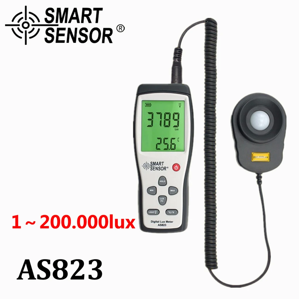 

SMART SENSOR AS823 Digital Split Type Lux Meter Light Illuminance Photometer 200000lux Illuminometer