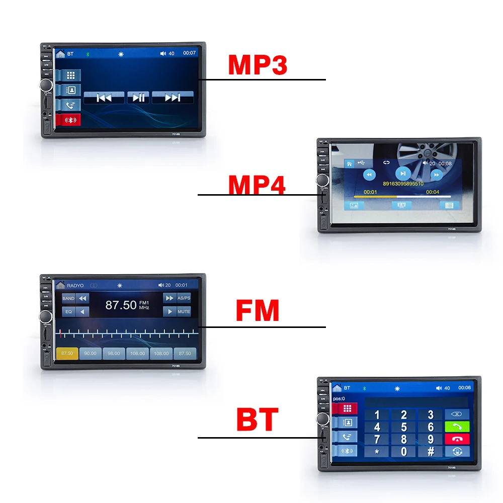 Viecar Автомагнитола HD " сенсорный экран стерео 2 Din Bluetooth FM ISO мощность SD USB Mp5 плеер нет или с камерой