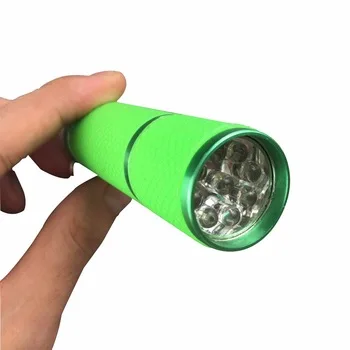 Mini UV Gel Curing Lamp Portability Nail Dryer LED Flashlight Currency Detector 9 LED Aluminum Alloy AAA Battery Delivery Fast