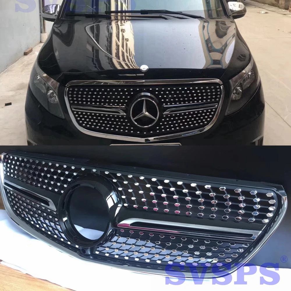High Quality Diamonds Star chrome ABS Front Middle Grille For Mercedes