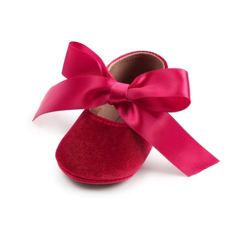 WEIXINBUY Baby Girl Shoes Riband Bow Lace Up PU Leather Princess Baby Shoes First Walkers Newborn Moccasins