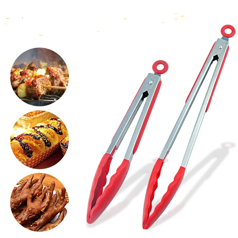 Stainless Steel Food Tongs 7/9/12nch Buffet Locking Tong BBQ Kitchen