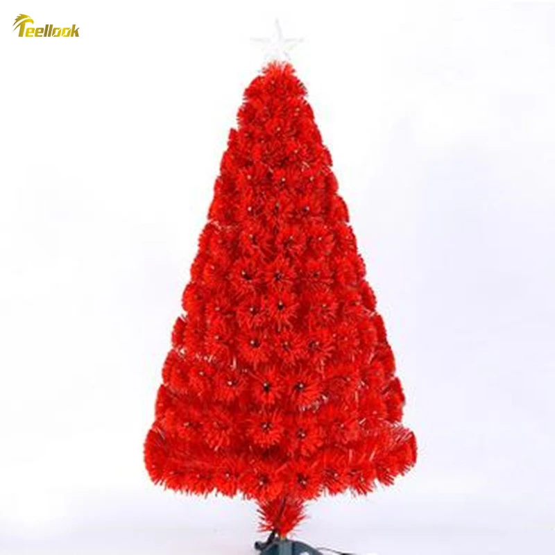 

Teellook 1.2M / 120CM encrypted red leaves + all red light fiber Christmas tree light tree Christmas decoration supplies