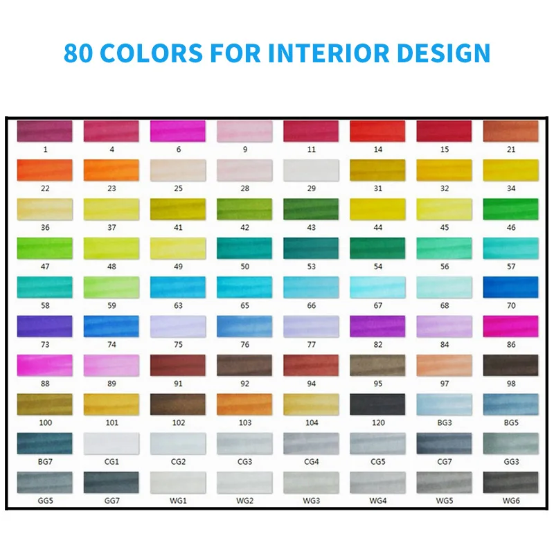 STA 30/40/60/80 Цвета маркер для рисования на спиртовой основе Маркеры Набор ручек для рисования комиксов двойной светодиодный Эскиз Маркер ручки для дизайна расходные материалы - Цвет: 80 Interior Set
