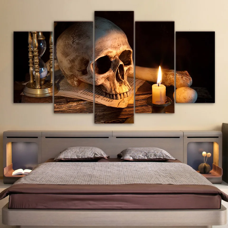 Flame Skull 5 Piece Canvas Print Wall Art Poster Home Decoration Flame Skull 5 Piece Canvas Print Wall Art Poster Home Decoration