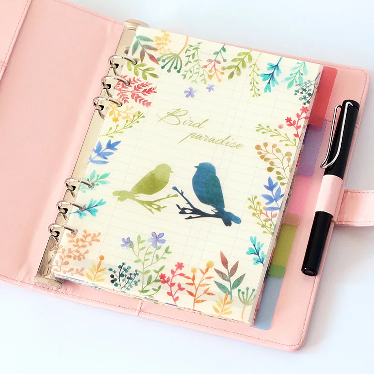 

Wholesale 5set A5 A6 Flower Birds Frosted Spiral PP Index Divider, Notebook's Index Pages Filofax Planner Accessories