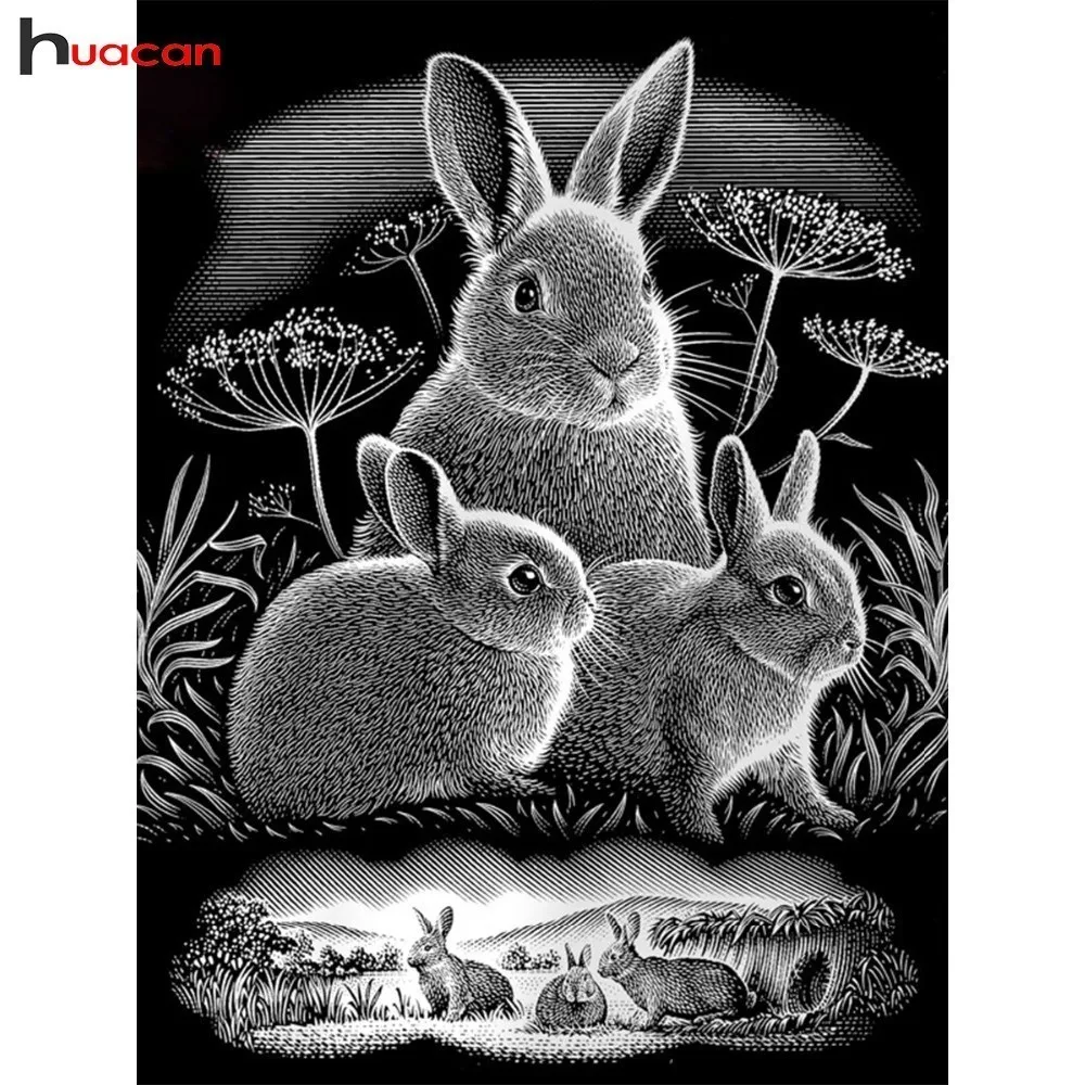 

HUACAN Diamond Embroidery Animals 5D DIY Diamond Painting Cross Stitch Rabbit Mosaic Full Square/Round Drill Decoration Home