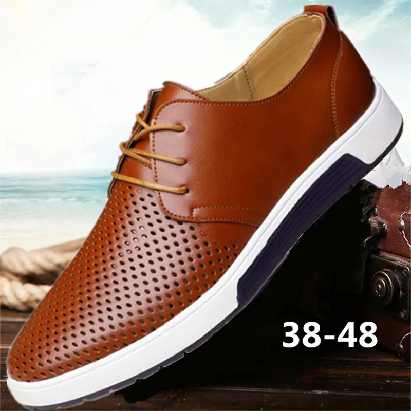 Men Casual Shoes Leather Summer Breathable Holes Design Luxury Flat Shoes for Men Driving Shoes Men's Boat Shoes Men Casual Shoes Leather Summer Breathable Holes Design Luxury Flat Shoes for Men Driving Shoes Men's Boat Shoes