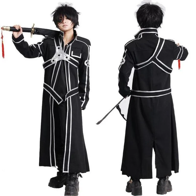 Sword Art Online SAO Kirito Kirigaya Kazuto Robe Cosplay Costumes Long Overcoat