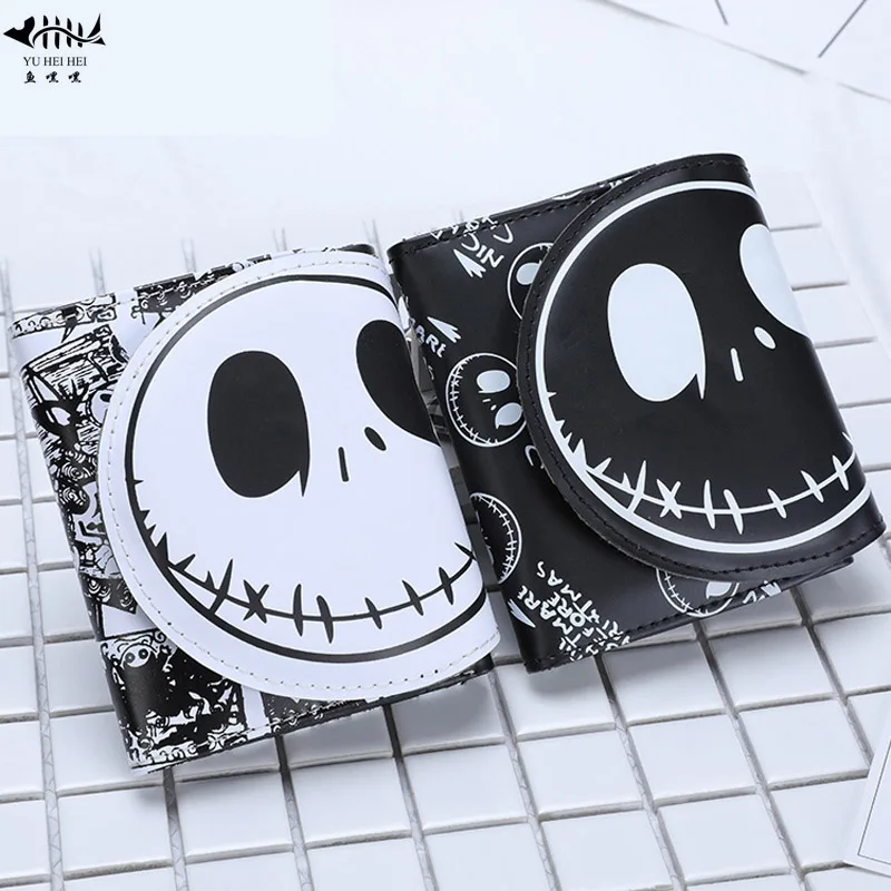 

Cartoon Short Trifold Wallet Purse PU Leather Girl Boy Children Gift Wallets Card Case Holder The Nightmare before Christmas