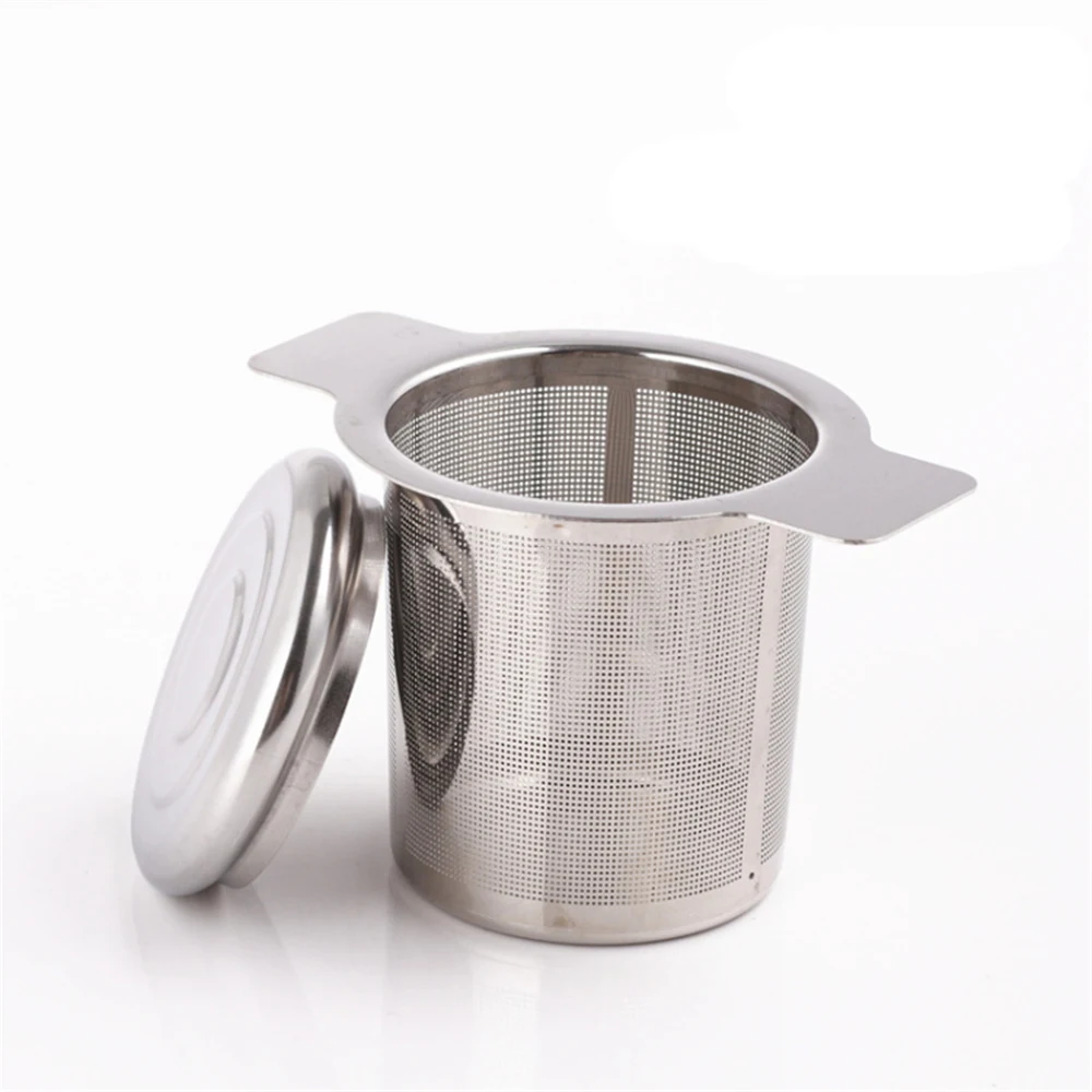 Silver Stainless Steel Tea Infuser Filter Strainer Double Handle Basket