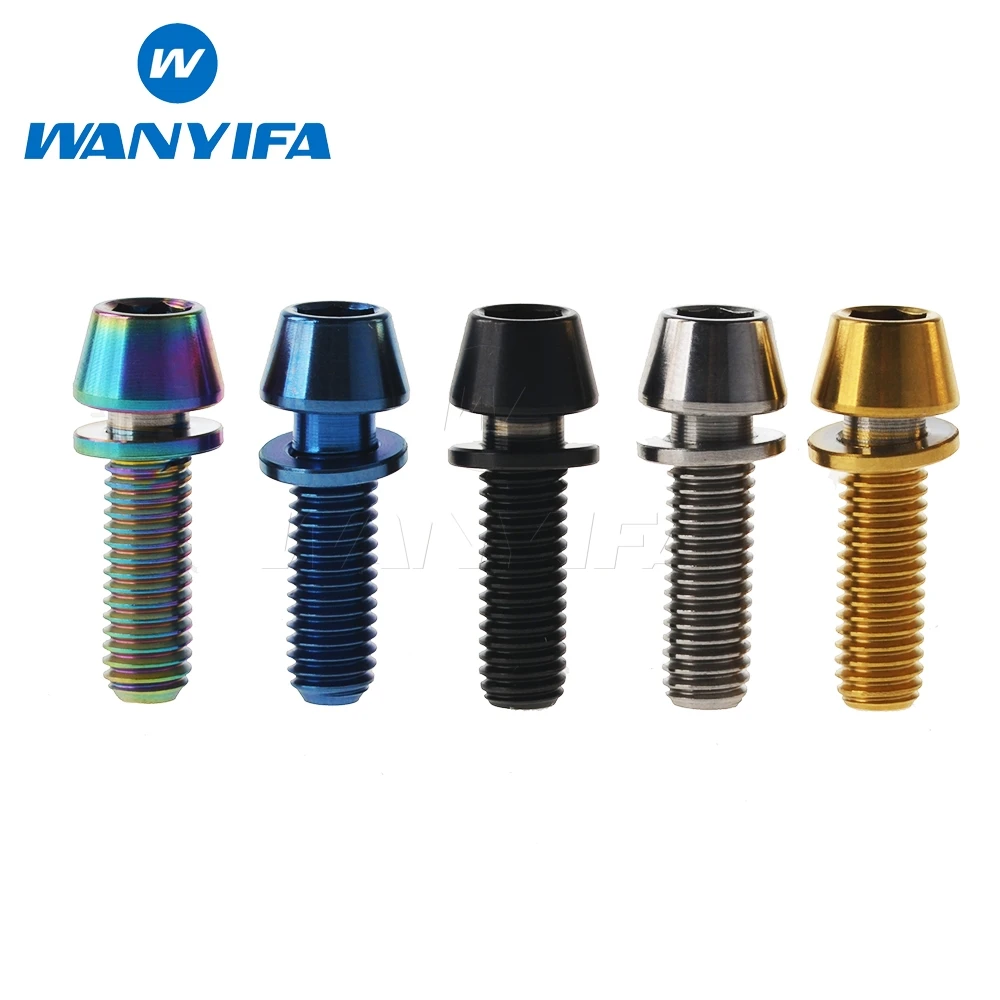 

Wanyifa Titanium Ti M5x16mm M5x18mm M5x20mm for Bicycle Stem Allen Hex Tapered Head Bolt with Washer