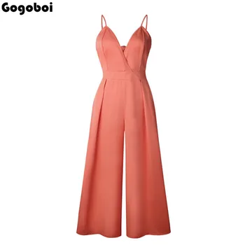 

Summer Rompers Womens Jumpsuit 2018 Fashion Long Playsuit Casual Loose Sexy Backless Overalls Plus Size Hot Sale