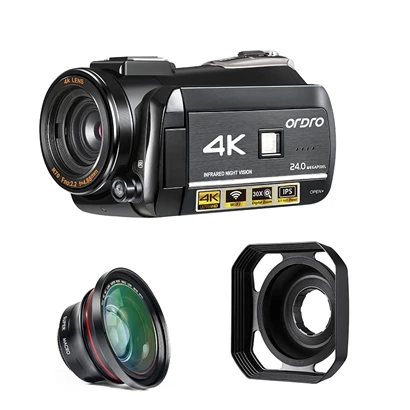 Ordro UHD 4 k wifi 24MP цифровая видеокамера с 3,0 ''сенсорным дисплеем wifi ночного видения Цифровая видеокамера Горячий башмак