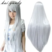 kai yunly 1PC 80CM Long Straight Cosplay Wig Multicolor Heat Resistant Full Wigs Hair Piece Silver Sep 5
