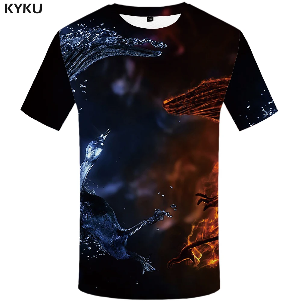 

3d Tshirt Fish T shirt Men Animal T-shirts 3d Bird Shirt Print Yin And Yang Anime Clothes Fire Tshirt Printed Short Sleeve