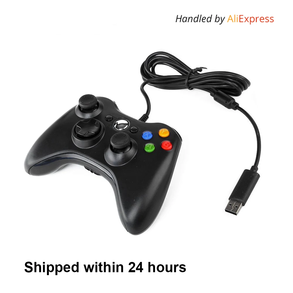 

USB Wired Joypad Gamepad Black Game Controller For Xbox Slim 360 Joystick For Official Microsoft PC for Windows 7 / 8 / 10