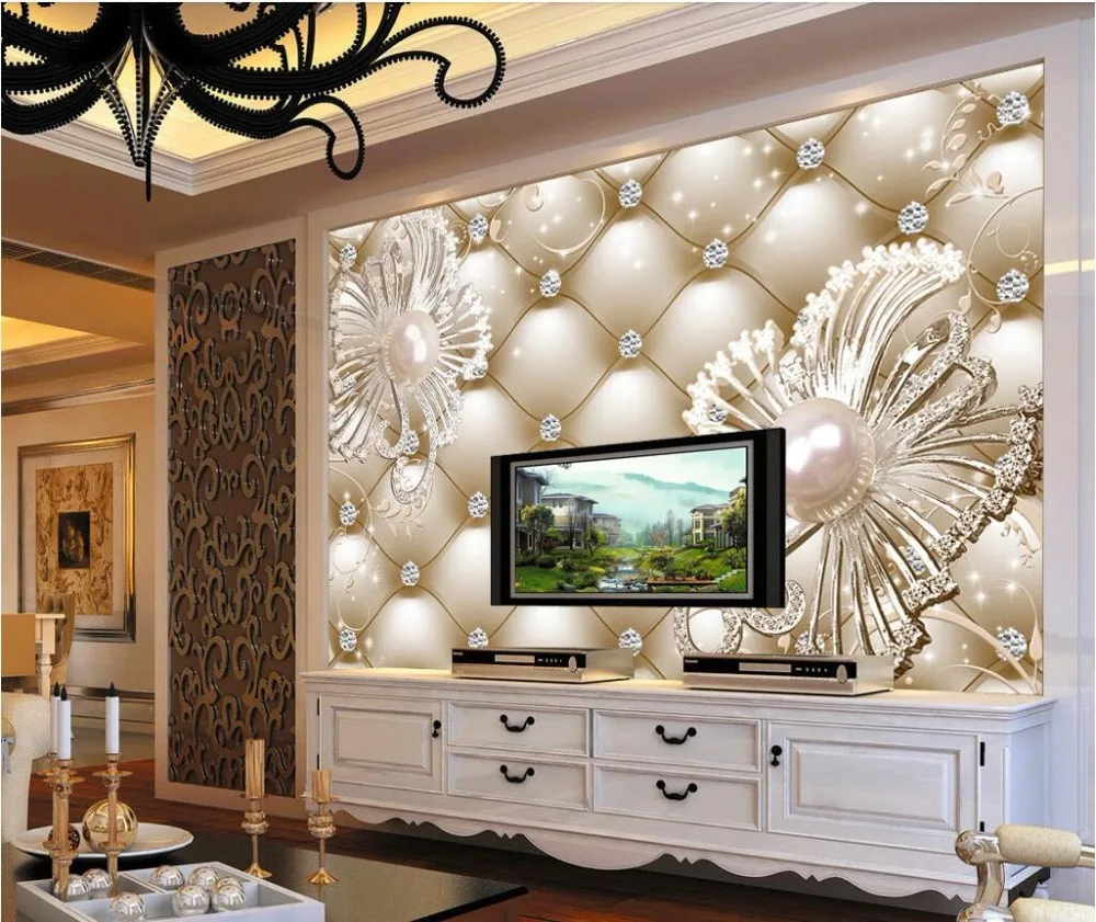 Beibehang пользовательские обои 3D мягкая посылка ювелирные изделия с алмазами цветок Роскошные стены 5d декоративные обои 8d кристалл тиснением росписи