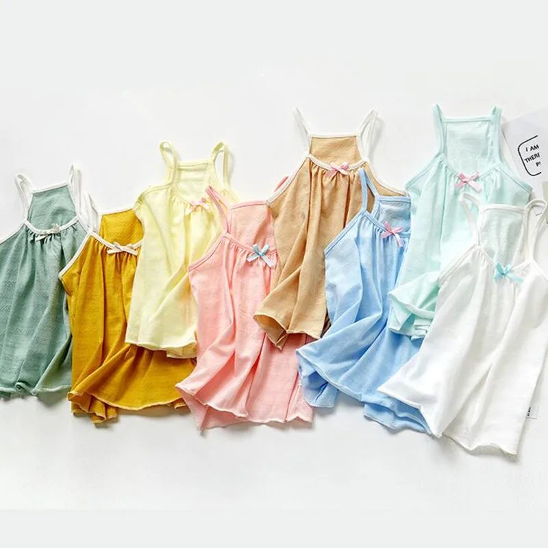 

Summer Newborn Baby Girls Sling Vest Cotton Baby Bow T-Shirt Sleeveless Tops Thin Soft Infant Girls Clothing High Quality