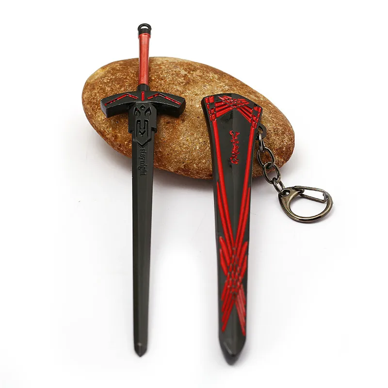 HSIC Anime destino Saber llavero de aleación de titular ennegrecido 17 cm colgante espada Victoria hombres Chaveiro llaveros HC13027