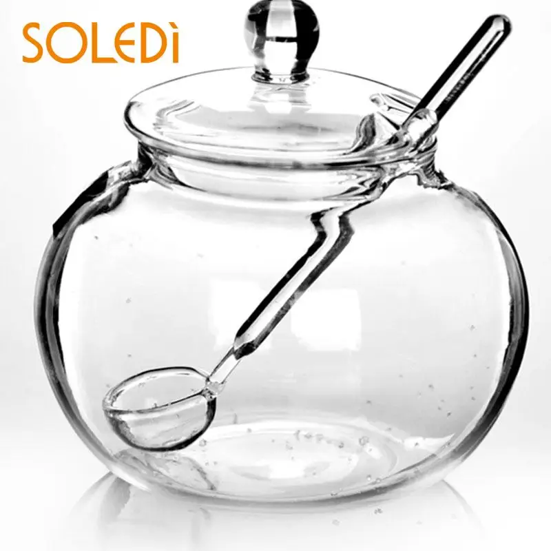 SOLEDI 250 мл стеклянная банка конфеты цилиндр домашнего приготовления сахарница Saleros де Cocina с ложкой