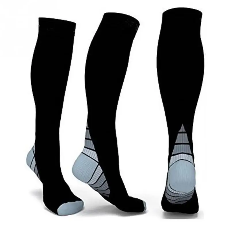 Мужские профессиональные Компрессионные носки, дышащие, для путешествий, подходят для медсестер, голени, для путешествий - Цвет: Серый