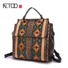 AETOO Women Embossed retro large capacity shoulder bag hand rubbing graffiti shoulder bag tide