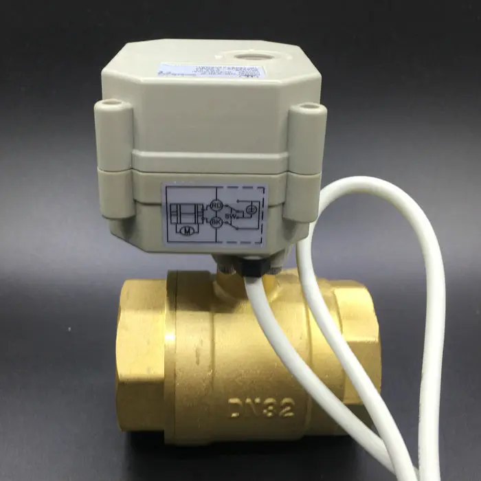 BSP/NPT 1-1/4 ''AC/DC9V-24V 3 провода 2-Way Латунь DN32 моторизованный шаровой клапан с индикатором TF32-B2-C металла шестерни CE