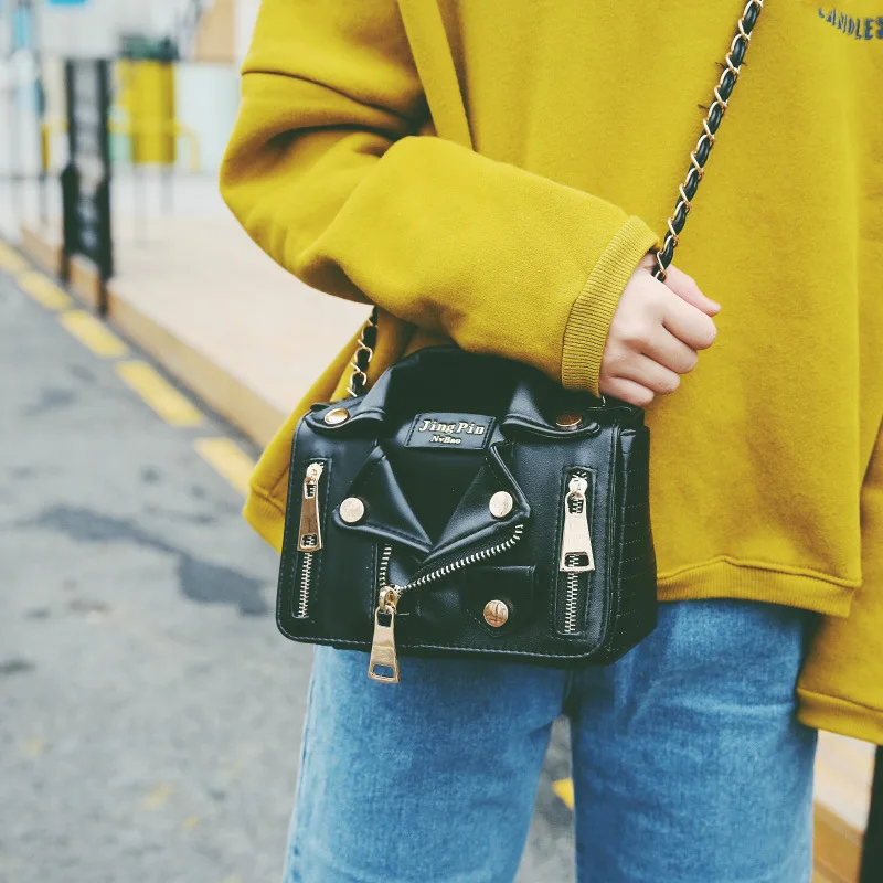 Punk Motobike Silver Women Shoulder Bag Cool Jacket Shaped Mini Crossbody Lapel Clothes For Girls Ladies Travel Bolsa SS3503 (3)