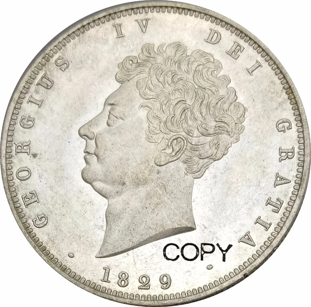 Великобритания 1/2 Корона Джордж IV 1829 Мельхиор Посеребренная копия