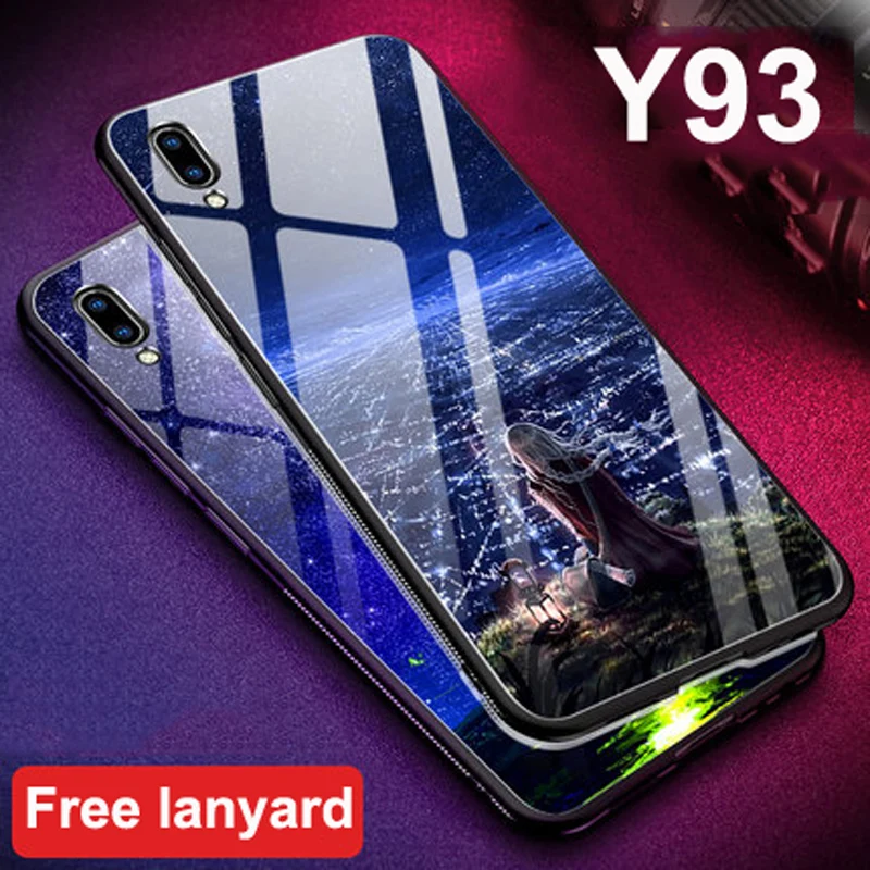 Y93 Fundas For vivo Y93 V1818A Glass Back Hard Case vivoY93 Case For vivo Y 93 Coque tempered glass + Soft Silicone Bumper shell Y93 Fundas For vivo Y93 V1818A Glass Back Hard Case vivoY93 Case For vivo Y 93 Coque tempered glass + Soft Silicone Bumper shell