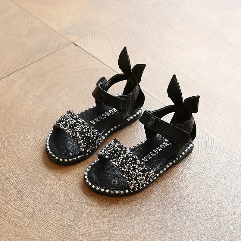 High quality Summer Bling Girl Sandal Children Sandal Fashion soft-soled cartoon cool Kids Shoes pink silver black