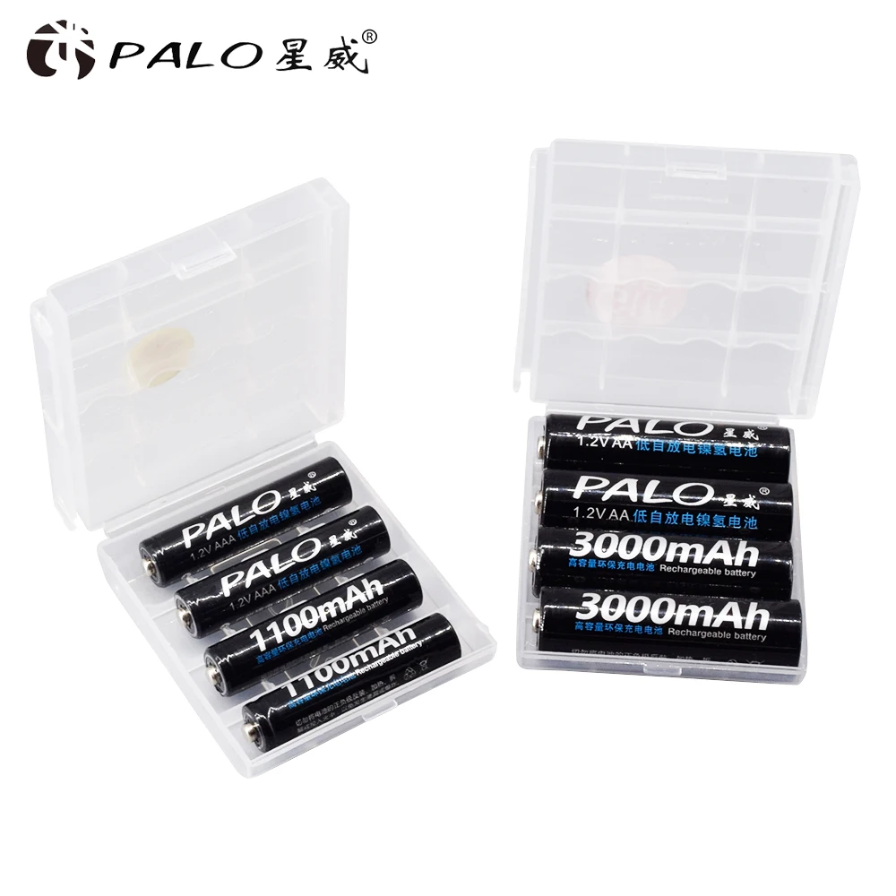 PALO 4Pcs 3000mAh 1.2V AA Rechargeable Batteries+4Pcs 1100mAh 1.2V AAA Battery NI-MH AA AAA Rechargeable Battery for Camera Toy 5