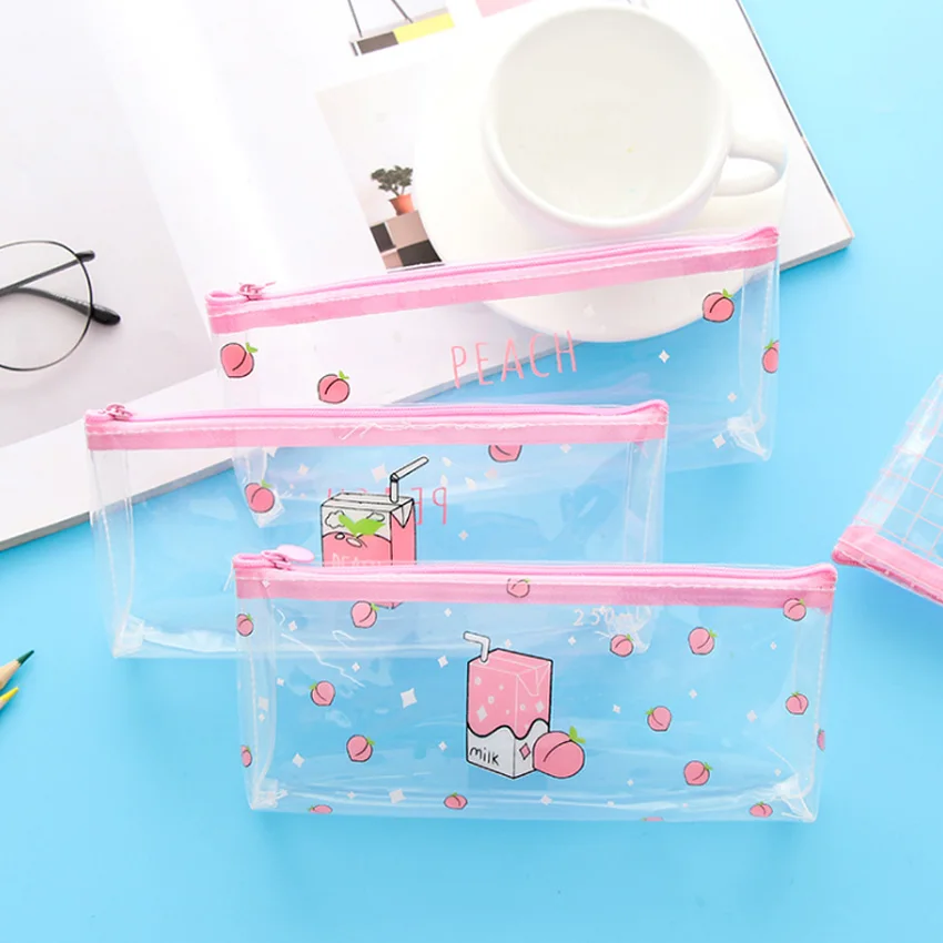 

1pcs/pack Creative Small Fresh Transparent Pencil Case Three Selection Gift School Supplies Stationery
