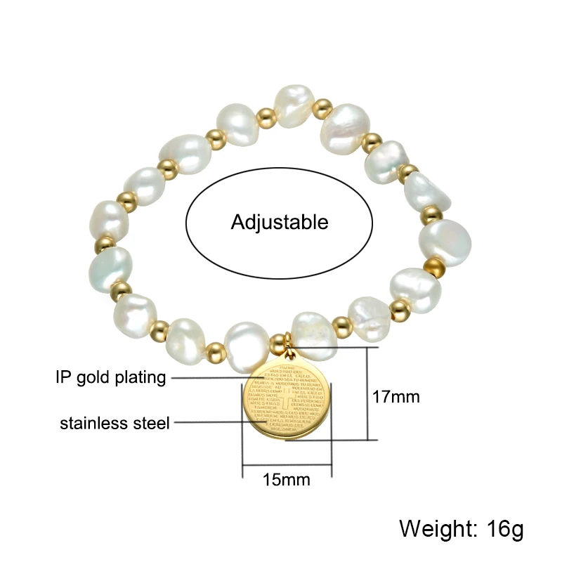 D & Z religion Bible Charm Strand браслет из пресноводного жемчуга золотые браслеты