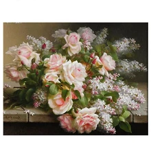 Индивидуальная полная квадратная круглая мозаичная инкрустация в виде роз 5D алмазная живопись цветок горный хрусталь мозаика настенная StickerZP-2350