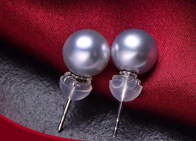

charming luster 9mm south sea grey pearl earring