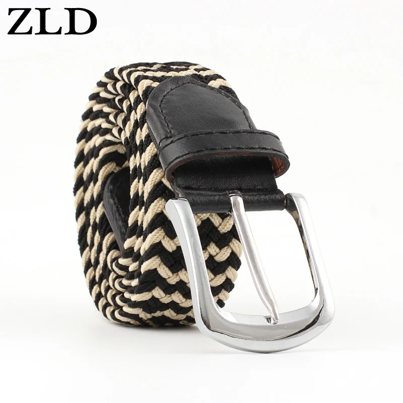 ZLD women Elastic Stretch Waist Belt Canvas Stretch Braided Elastic Woven pu Leather Belts Wide Hot Metal Stretch Belt For Men