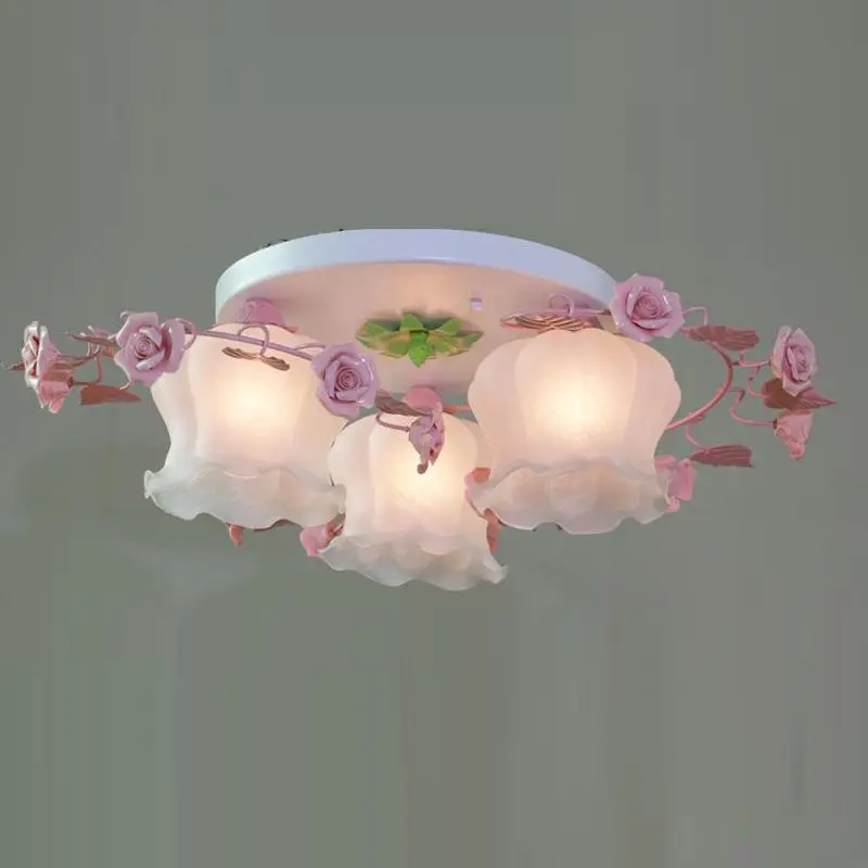 OOVOV цветы принцесса комната потолочный светильник пасторальная железная девушка комната потолочный светильник спальня кабинет принадлежности для потолочного светильника