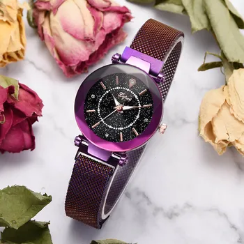 

1 Pcs Women Lady Student Wrist Quartz Watch Starry Sky Luxury Round Dial Magnetic Buckle LL@17