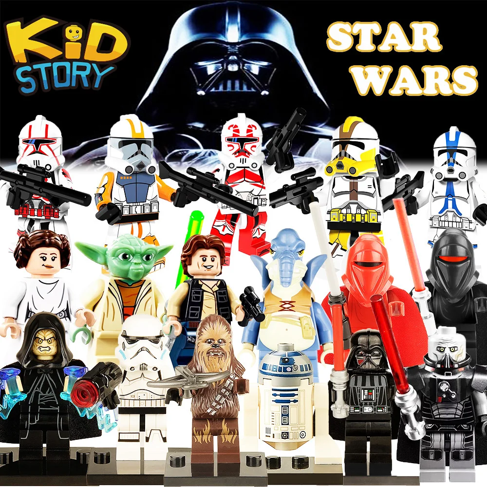 

For legoing Star Wars Chewbacca Bricks starwars Luke Leia Han Solo Anakin Darth Vader Yoda Jar Jar Building Blocks figures Toys