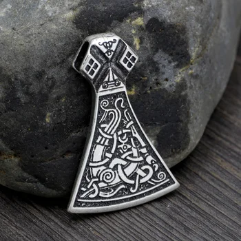 

Men Norse Vikings Solid Legendary Mammen Axe Pendant Mammen Large Axe Sekira Nordic Talisman Pendant Necklace