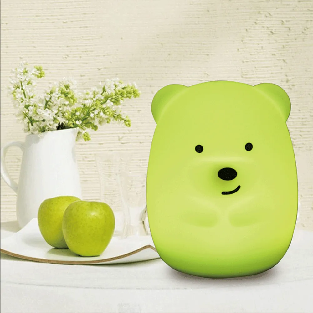 SuperNight Cute Bear Dog Monkey Fox LED Night Light Touch Sensor Colorful Silicone Cartoon Table Lamp for Children Kids Baby (13)