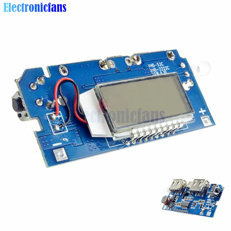 

Autmatic Protection! Dual USB 5V 1A 2.1A Mobile Power Bank 18650 Battery Charger PCB Board Module LCD Display For Phone DIY