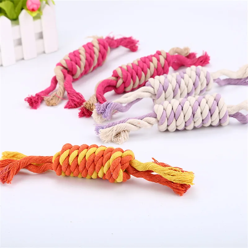 

Hot Sale 1 pcs Pet Supplies Pet Dog Puppy Cotton Chew Knot Toy Durable Braided Bone Rope 21cm Funny Tool Supplies for Small Dogs