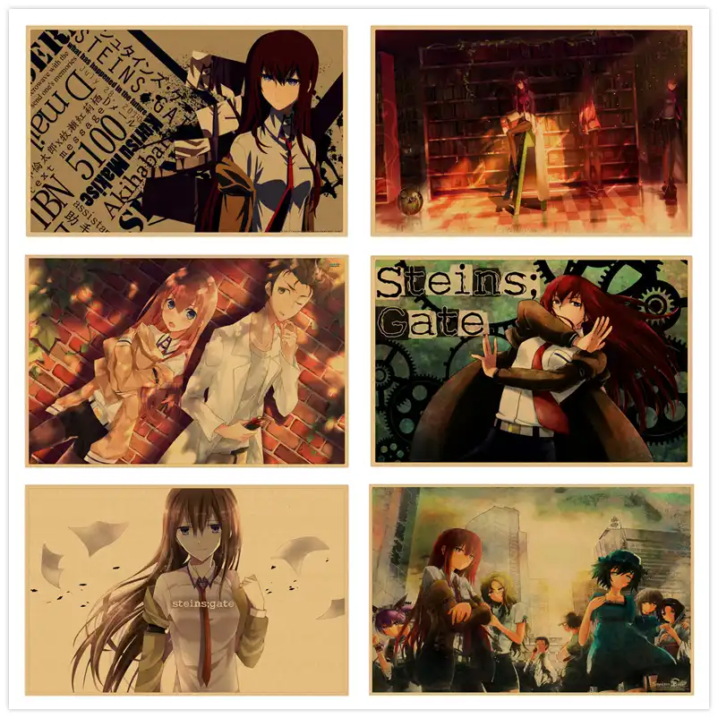 Steins Gate Okabe Rintarou Makise Kurisu Shiina Mayuri Wall Sticker Kraft Poster Japanese Anime 30 21cm Aliexpress