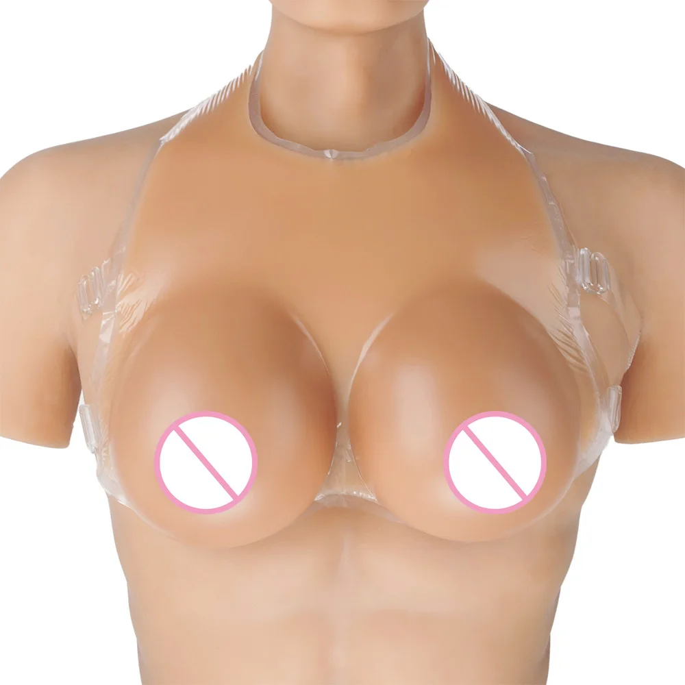 

1200g Camisole Wearing Fake Breast Size XXL Brown Strap Vest Silicone Boobs Forms For Women Drag Queen Mastectomy Female Anime